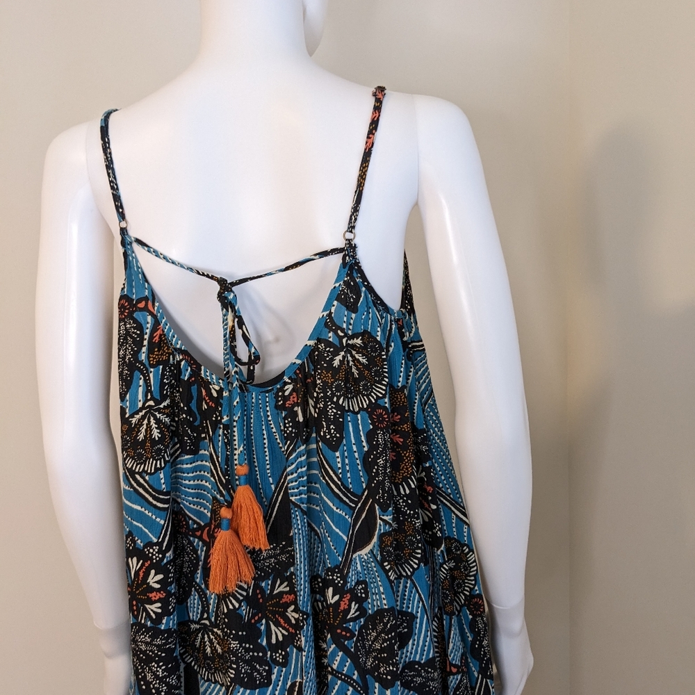 Anthropologie Deja Plisse‎ Tunic Dress boho Lightweight blue floral XS